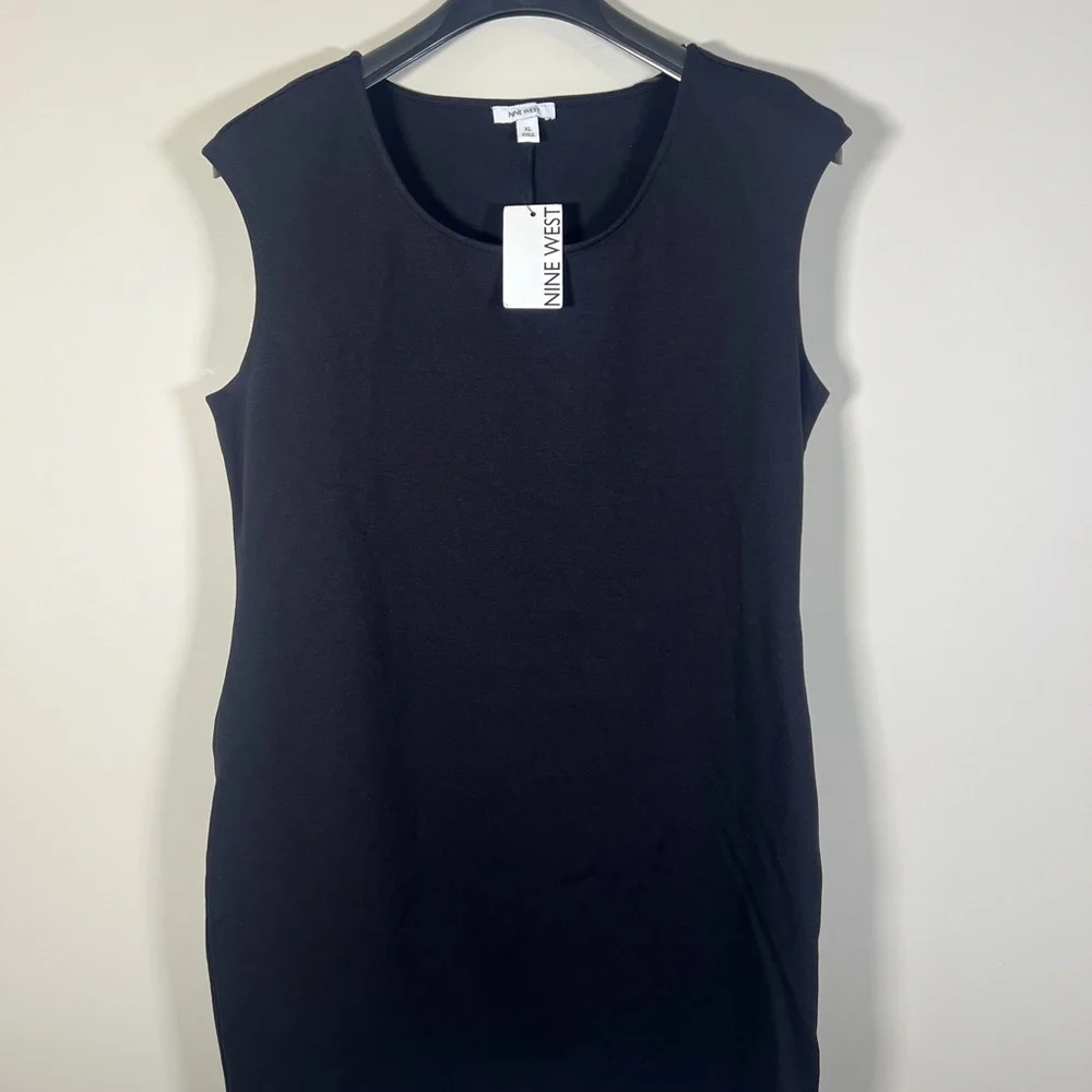 NWT Nine West Black Mini Sleeveless Dress Size XL Womens Minimalist Chic Neutral - Picture 4 of 11